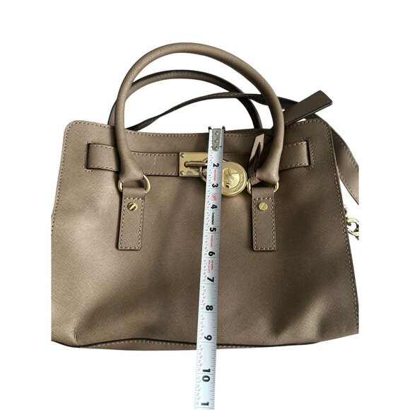 MICHAEL KORS Taupe Saffiano Leather East West Medium Satchel Handbag - Picture 7 of 14